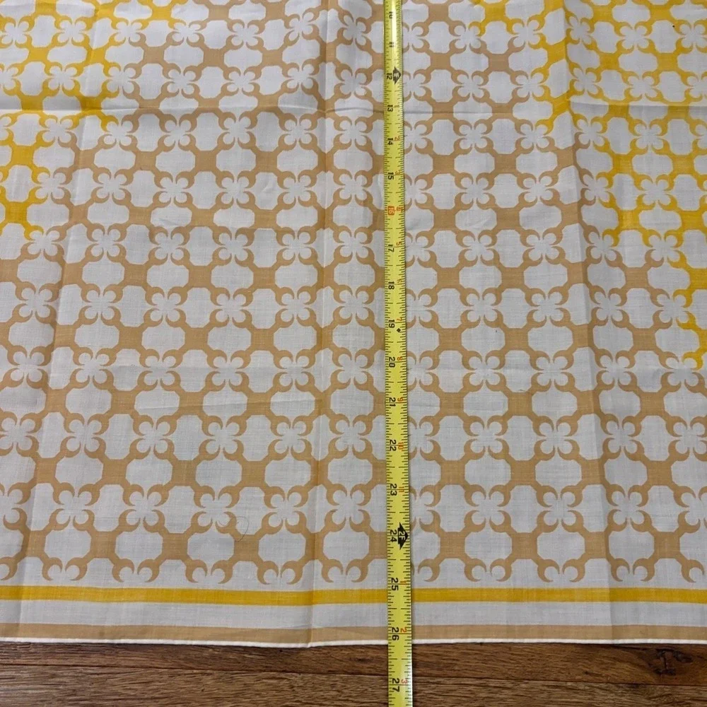 Christian Dior Cotton Scarf Yellow White Geometric Pattern Square Neckerchief
